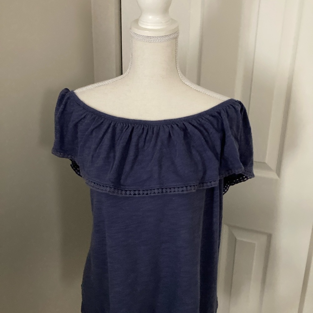 Women's Off-Shoulder Ruffle Top - Blue